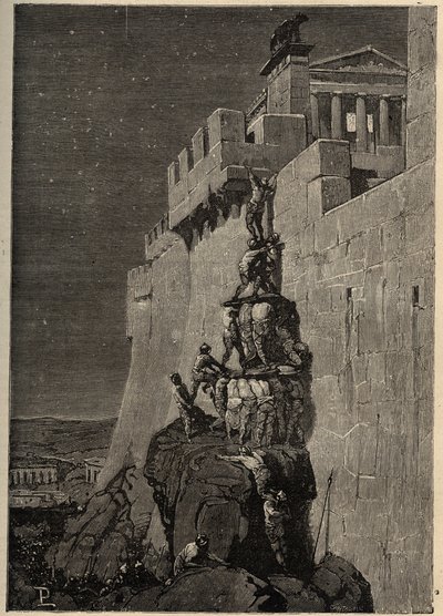 Gallialaiset yrittävät vallata Capitolin (390 eKr.) - Hanhet pelastavat Rooman Capitolin gallilaisilta hyökkääjiltä - - kaiverrus 1890 tekijältä Anonymous Anonymous