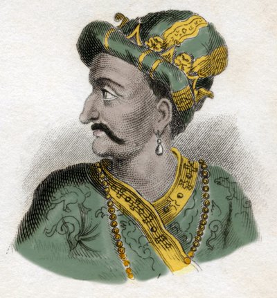 Grand Moghol (Mogol tai Moghul) (todennäköisesti Aurangzeb (1618-1707), joka tunnetaan myös nimellä Alamgir) (Abu Muzaffar Muhiuddin Muhammad Aurangzeb Alamgi) - 1800-luvun kaiverrus - Milano tekijältä Anonymous Anonymous