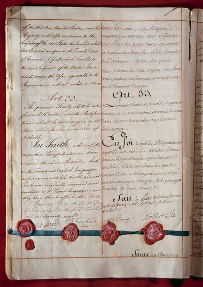Yhdysvaltojen itsenäisyys: ystävyyskauppa sekä Ranskan ja Yhdysvaltojen välinen kauppa (edustajana Benjamin Franklin) on peräisin helmikuusta 1778 molemmilla kielillä. 1778 Pariisi, ulkoasiainministeriö tekijältä Anonymous Anonymous