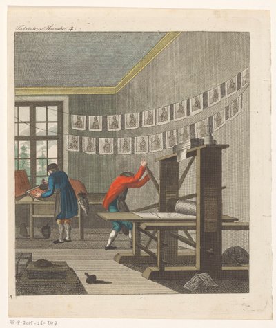Kirjapainon sisustus, n. 1750-1850 (kaiverrus) tekijältä Anonymous Anonymous