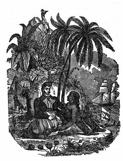 Merirosvojen elämä Madagaskarin saarella. Kaiverrus "Merirosvon omasta kirjasta" 1837. tekijältä Anonymous Anonymous