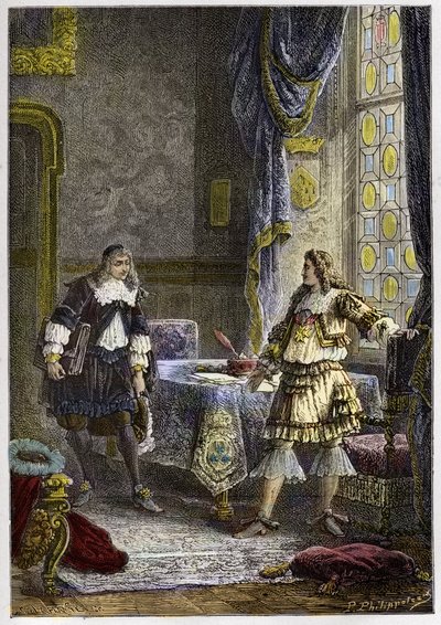 Ludvig XIV erottaa Nicolas Fouquet - Louis XIV erottaa talousjohtaja Nicolas Fouquet - kaiverrus "" L