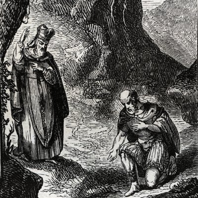 Martial de Limoges tai Saint Martial (3. vuosisata) käännytti kelttiläisten kansan johtajan Lemovicesin - Kaiverrus vuodelta 1846 kirjaan "Pyhien elämää"". Yksityinen kokoelma. tekijältä Anonymous Anonymous