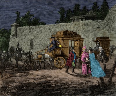Kuninkaallisen perheen yölento Varennesiin vuonna 1791, Kaiverrus, Yksityinen kokoelma tekijältä Anonymous Anonymous