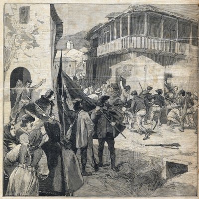 Talonpoikien kapina Sisiliassa. Kaiverrus kirjassa "" Le Petit Parisien"" 31.12.1893. tekijältä Anonymous Anonymous