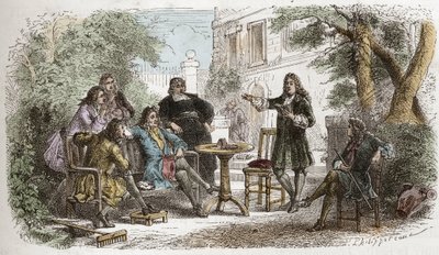 Pierre Corneille (1606-1684) - Corneille lukee Louis XIV:lle - kaiverrus kirjasta "" Ranskan historia kerrottiin lapsenlapsilleni"" - kirjoittanut Francois Guizot - 1872-1876 tekijältä Anonymous Anonymous