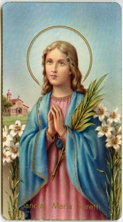 Hurskas kuva: Maria Goretti italialainen neitsytmarttyyri (kromolitografia) tekijältä Anonymous Anonymous