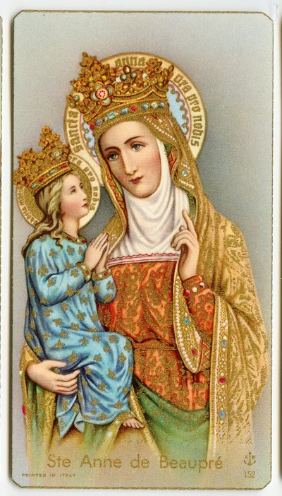 Hurskas kuva: Saint Anne de Beaupre, Quebecin suojeluspyhimys (kromolitografia) tekijältä Anonymous Anonymous