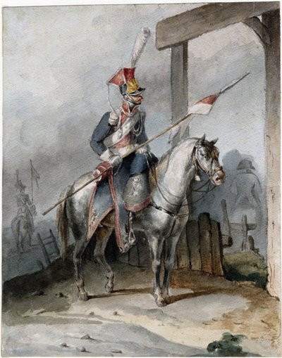 Ranskan keisarillisen kaartin puolalainen chevauleger - Anonymous - n. 1808 - Vesiväri paperille - 20,6x16,2 - Yksityiskokoelma tekijältä Anonymous Anonymous