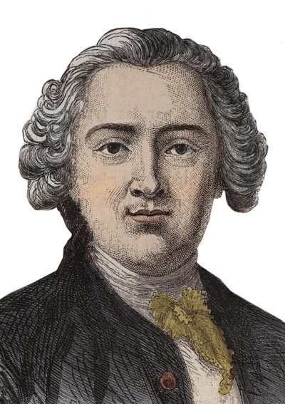 Muotokuvakaiverrus Claude Adrienista (Claus-Adrien) Helvetius (1715-1771) Englantilainen filosofi - kaiverrus tekijältä Anonymous Anonymous