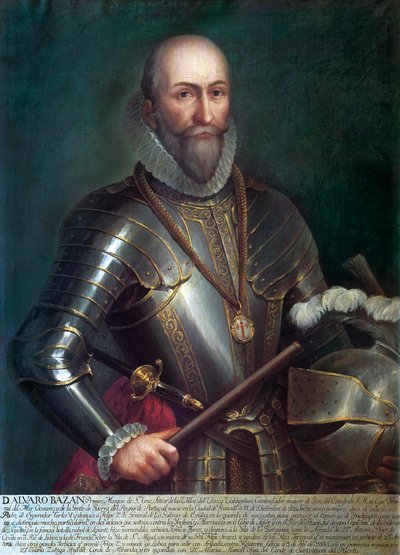 Alvaro de Bazan y Guzmanin muotokuva, Santa Cruzin ensimmäinen markiisi (1526-1588), espanjalainen amiraali ja navigaattori. Anonyymi maalaus, öljy kankaalle. tekijältä Anonymous Anonymous