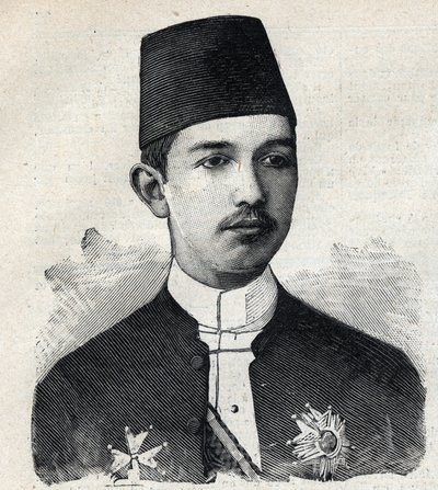 Egyptin varakuninkaan Abbas II Pashan (1874-1944) muotokuva. Kaiverrus "" Le Peute Parisien"" tekijältä Anonymous Anonymous