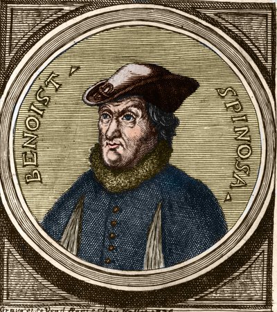 Muotokuva Baruch Spinozasta (1632-1677), hollantilaisesta filosofista, joka tunnetaan myös nimellä Bento de Espinosa tai Benedictus de Spinoza tai Benoit de Spinoza. Kaiverrus 1600-luvulta tekijältä Anonymous Anonymous