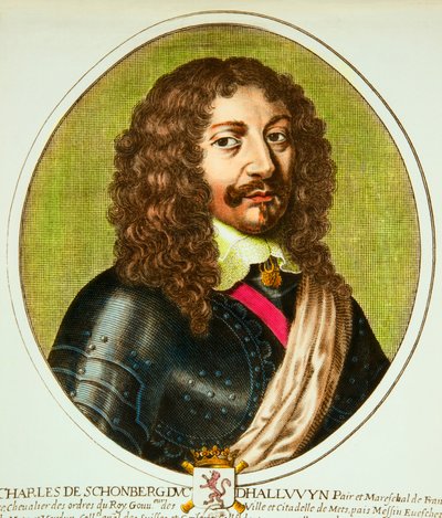 Charles de Schombergin (1601-1656) muotokuva Halluinin herttua, Ranskan pari ja marechal Ludvig XIII:n alaisuudessa, Privee Collection tekijältä Anonymous Anonymous