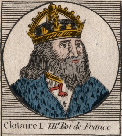 Clothaire I:n (497 - 561), Neutrian kuninkaan ja frankkien kuninkaan muotokuva - Clothar I, frankkien kuningas - kaiverrus Charles Constant Le Tellierin kirjasta "Instruction sur l