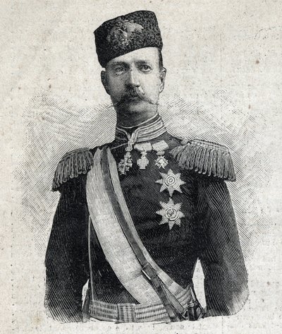 Yrjö I:n Kreikan kuninkaan (1845-1913) muotokuva. Kaiverrus "" Le Peute Parisien"" tekijältä Anonymous Anonymous