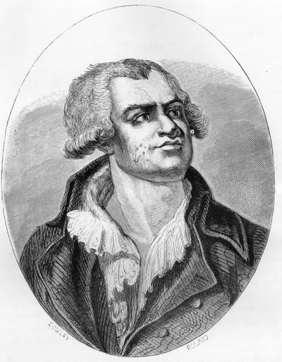 Muotokuva Georges Dantonista (1759 - 1794), puhuja ja poliitikko - Kaiverrus vuodelta 1863 Dupray de La Maherien "Punaiseen kirjaan - Histoire De L