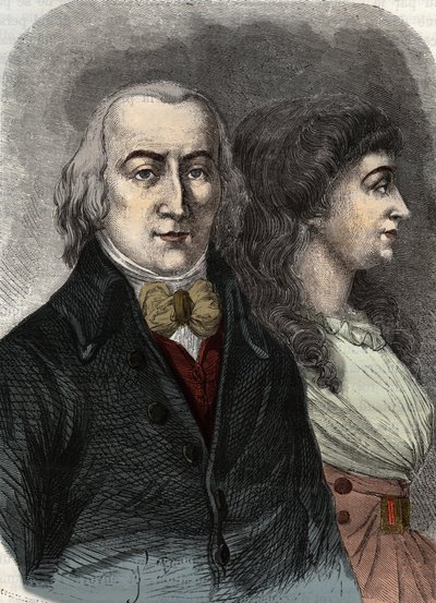 Muotokuva Jean Marie Rolandista, varakreivi de la Platierista (1734-1793) Manon Rolandin tai Jeanne Marien tai Manon Phliponin (rouva Roland) (rouva Roland) kanssa. tekijältä Anonymous Anonymous
