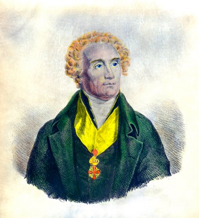 Joseph De Maistren (1753-1821) muotokuva poliitikosta, filosofista, maistraatista ja historioitsijasta (pyhien Mauricuksen ja Lasaruksen ritarikunnan arvomerkillä), Privee Collection tekijältä Anonymous Anonymous