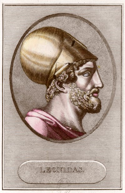 Muotokuva Leonidas 1:stä, Spartan kuningas vuodesta - 491 a - 480. Kaiverrus. Yksityinen kokoelma. tekijältä Anonymous Anonymous
