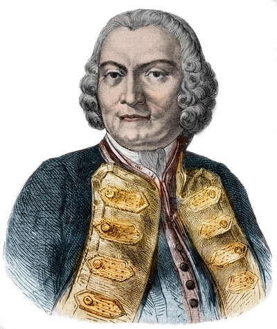Lord George Ansonin (1697-1762) muotokuva brittiläisestä amiraalista ja varakkaasta aristokraatista, joka tunnetaan maailmanympärimatkastaan tekijältä Anonymous Anonymous
