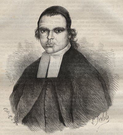 Muotokuva Louis Bonafousista, uskonnossa veli Leotade, jota syytetään raiskauksesta ja murhasta. Hän kuoli Toulon Bagnessa 27. tammikuuta. 1850. Kaiverrus teokseen "Vankien historia heidän luomisestaan ​​nykypäivään" (1877), Pierre Zaccone (1817-1895) (Col tekijältä Anonymous Anonymous