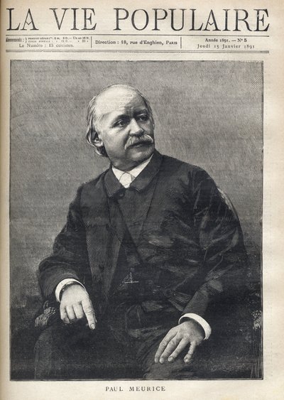 Ranskalaisen kirjailijan Paul Meuricen (1818-1905) muotokuva. Kaiverrus "suositussa elämässä" tekijältä Anonymous Anonymous