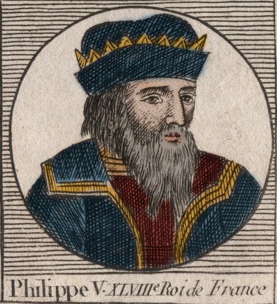 Philip V Pitkän (1294 - 1322), Ranskan kuninkaan muotokuva - Philippe V (1294-1322) "Puhu" - kaiverrus Charles Constant Le Tellierin kirjasta "Ohjeet Ranskan historiaan" 1821 tekijältä Anonymous Anonymous