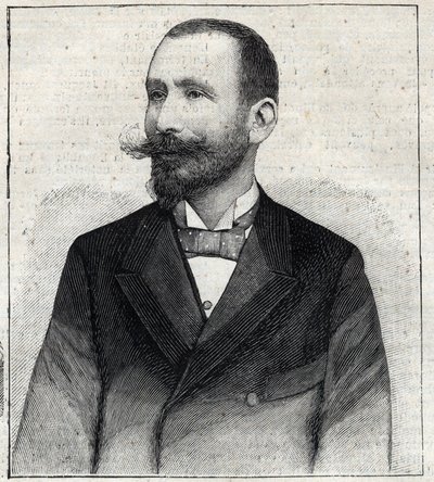 Pierre Salesin (1854? -1921?), ranskalaisen kirjailijan muotokuva. Kaiverrus "" Le Petro Parisien"" tekijältä Anonymous Anonymous