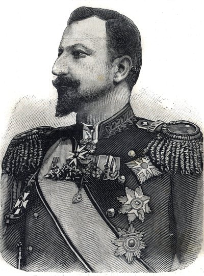 Bulgarian prinssi Ferdinand I:n (1861-1948) muotokuva. Kaiverrus "" Le Peute Parisien"" tekijältä Anonymous Anonymous