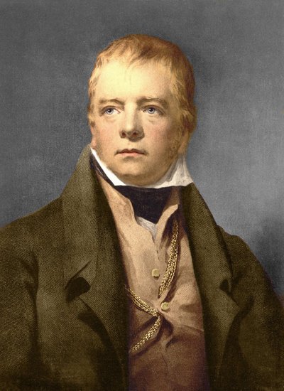 Sir Walter Scottin (1771-1832), skotlantilaisen runoilijan, kirjailijan ja historioitsijan muotokuva. tekijältä Anonymous Anonymous