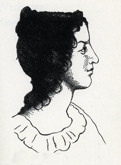 Brittiläisen kirjailijan Emily Bronten (1818-1848) muotokuva (kaiverrus Les Hauts de Hurleventistä) tekijältä Anonymous Anonymous