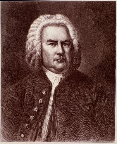 Saksalaisen säveltäjän Johann Sebastian Bachin muotokuva (kaiverrus. 1800-luku) tekijältä Anonymous Anonymous