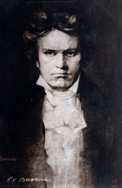 Saksalaisen säveltäjän Ludwig van Beethovenin muotokuva (kaiverrus tekijältä Anonymous Anonymous