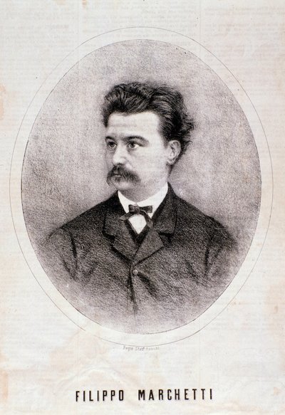 Italialaisen säveltäjän Filippo Marchetin (1831-1902) muotokuva Kaiverrus. 1800-luvulla. Milanolainen yksityinen kokoelma tekijältä Anonymous Anonymous