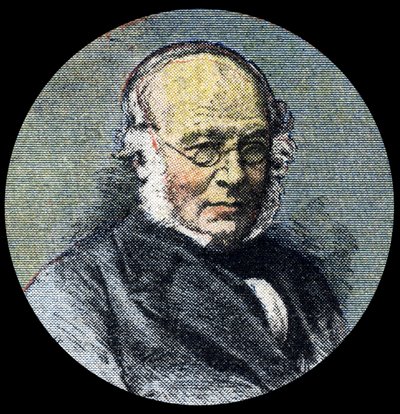 Postihistoria: Muotokuva Sir Rowland Hillistä (1795-1879), vuoden 1839 postiuudistuksen alussa. Yksityiskohta "" Le petit journal" -julkaisusta 15.4.1920. Yksityinen kokoelma tekijältä Anonymous Anonymous