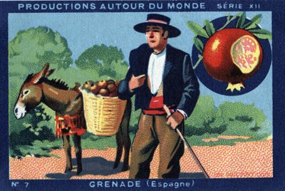 Tuotanto ympäri maailmaa: Granada Espanjassa. Kromolitografia vuodelta 1933 "" Joseph-Milliat Albumissa"" tekijältä Anonymous Anonymous