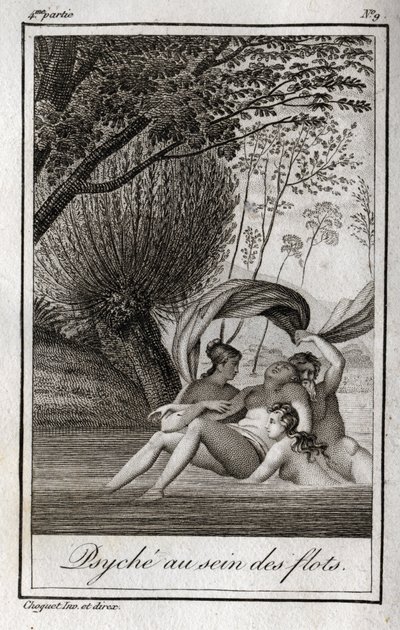 Psyyke aaltojen sisällä. Kaiverrus vuodelta 1819 Charles Albert Demoustier