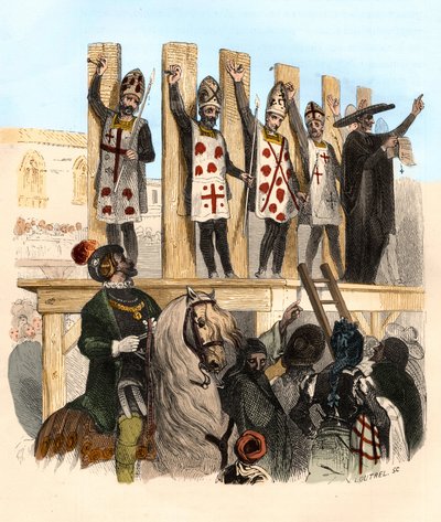 Naulan rangaistus 1500-luvulla. Kuvitus "" Mysteres of the Inkvisition and Other Secret Societies of Spain" - Victor de Fereal, Suberwick, Manuel Galo de Cuendias tekijältä Anonymous Anonymous