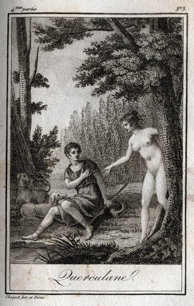 QUERCULANES, nymfit, kanavasuojat. Kaiverrus vuodelta 1819 Charles Albert Demoustier