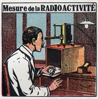 Radium: radioaktiivisuuden mittaus. Anonyymi kuvitus vuodelta 1925. Yksityiskokoelma. tekijältä Anonymous Anonymous