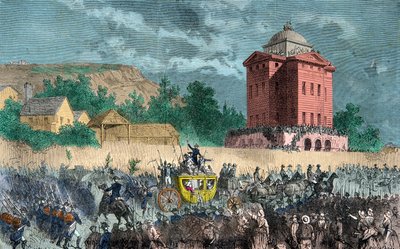 Varennesin paluu, kuninkaallinen perhe, joka tuotiin takaisin Pariisiin 25. kesäkuuta 1791, kaiverrus, yksityinen kokoelma tekijältä Anonymous Anonymous