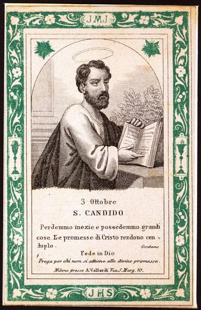 Saint Candide hurskas kuva. Postikortti. 1900-luvun alussa. Yksityinen kokoelma tekijältä Anonymous Anonymous