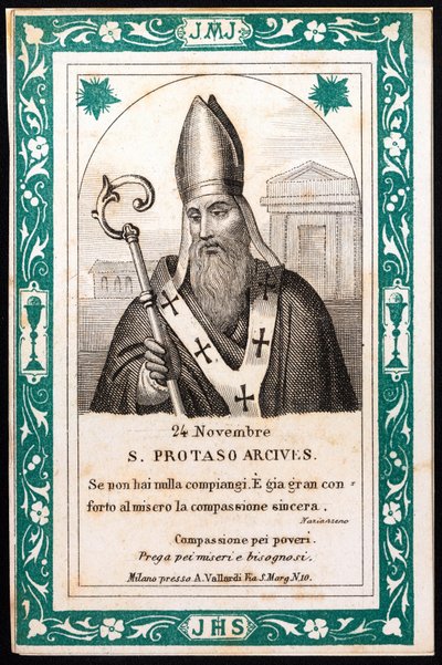 Saint protais, eveque Milanon hurskas kuva. Postikortti. 1900-luvun alku. Yksityinen kokoelma tekijältä Anonymous Anonymous