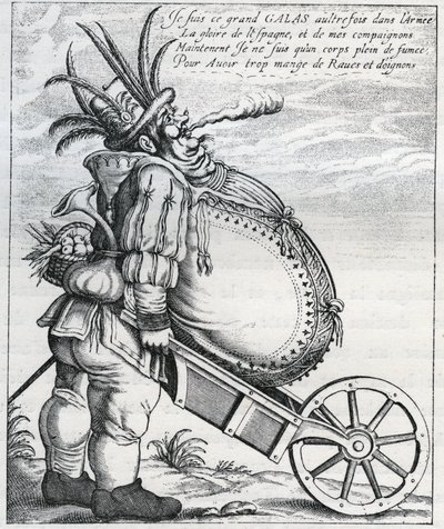 Satiiri Matthias Gallas (1584-1647) keisarillisen armeijan kenraalia vastaan 30-vuotisen sodan aikana, hänen eläkkeelle jäämisen jälkeen vuonna 1636. Kaiverrus 1600-luvulta. Yksityinen kokoelma. tekijältä Anonymous Anonymous