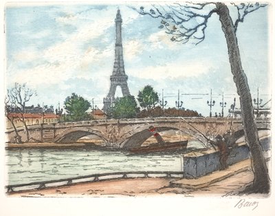 Seine ja Eiffel-torni (etsaus) tekijältä Anonymous Anonymous