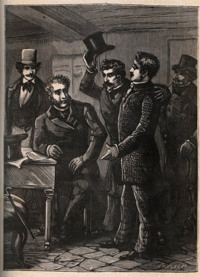 Eugene-Francois (Eugene Francois) Vidocq pidätti kersantti Charles Goubinin (1798-1822) - kaiverrus Jules Beaujointin kirjaan "La Rochelle neljä kersanttia grand rect historique et dramatique" - noin 1900 tekijältä Anonymous Anonymous