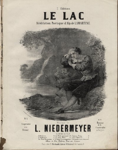 Nuotit kappaleille "" Le Lac "" Meditation Poetique, kirjoittanut Alphonse de Lamartine, kirjoittanut Abraham, Louis Niedermeyerin yksityinen kokoelma. tekijältä Anonymous Anonymous