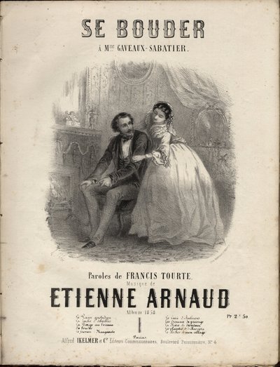 Nuotit "" Se bouder" - sanoituksiin francis tourte, musiikin kirjoittanut Etienne Arnaud. Yksityinen kokoelma. tekijältä Anonymous Anonymous