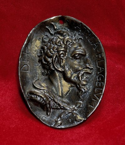 Hopeamitali Attilan (395-453) hunnien kuninkaan, jumalankukan kuvalla. Pariisi, Louvre-museo tekijältä Anonymous Anonymous